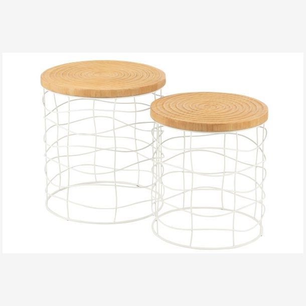 J-Line - St m/2 sideborde 45/40x50/45cm, Natur/Hvid 