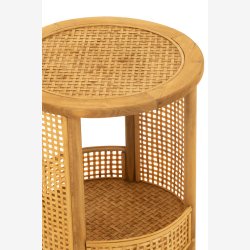 J-Line - Sidebord i bambus og rattan flet 40x49,5x40cm, Natur