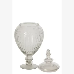 J-Line - Opbevaringsglas i reliefglas - Transparent - Stor - H33 cm