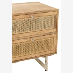 J-Line - Sengebord m. To skuffer i rattan og mango tr 