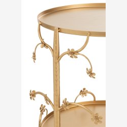 J-Line - Sidebord m/dekorative blomster grene 45x49,5x45cm, Guld