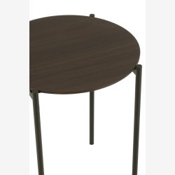 J-Line - St m. to sideborde i tr og metal 43/33x48/55cm, Mrke Brun