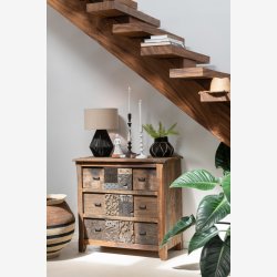 J-Line - Kommode m. 2 skuffer i rustik tr 100x95x50cm, Natur
