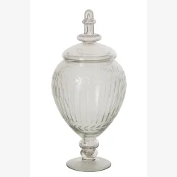 J-Line - Opbevaringsglas i reliefglas - Transparent - Stor - H33 cm