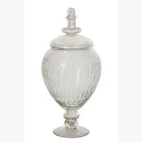 J-Line - Opbevaringsglas i reliefglas - Transparent - Stor - H33 cm