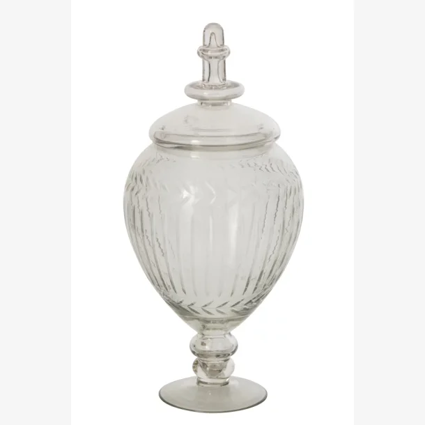 J-Line - Opbevaringsglas i reliefglas - Transparent - Stor - H33 cm