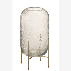 J-Line - Vase/Hurricane p stativ glas/metal H: 37 : 19,5 cm. 