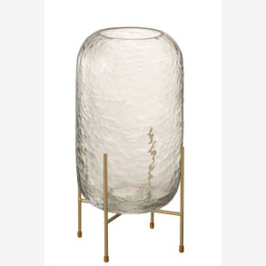 J-Line - Vase/Hurricane p stativ glas/metal H: 37 : 19,5 cm. 