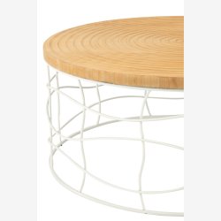 J-Line - Rundt Sofabord tr/metal 80x36cm, Natur/Hvid