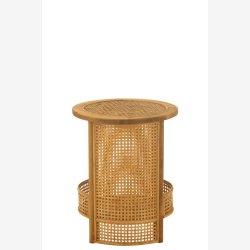 J-Line - Sidebord i bambus og rattan flet 40x49,5x40cm, Natur