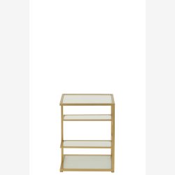 J-Line - Sidebord m/glashylder metal H: 51,5 B: 40 D: 40 cm. Guld