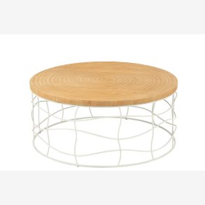 J-Line - Rundt Sofabord tr/metal 80x36cm, Natur/Hvid