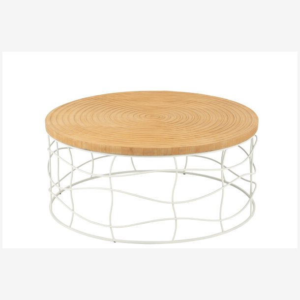 J-Line - Rundt Sofabord tr/metal 80x36cm, Natur/Hvid