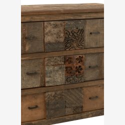 J-Line - Kommode m. 2 skuffer i rustik tr 100x95x50cm, Natur