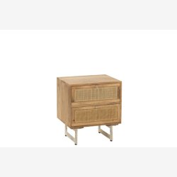 J-Line - Sengebord m. To skuffer i rattan og mango tr 