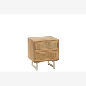 J-Line - Sengebord m. To skuffer i rattan og mango tr 