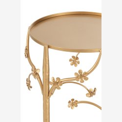 J-Line - Sidebord m/dekorative blomster grene 32x70x30cm, Guld