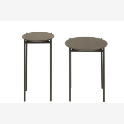 J-Line - St m. to sideborde i tr og metal 43/33x48/55cm, Mrke Brun