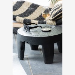 J-Line - St m. To sideborde i massivt teak tr 50x35/28, Sort