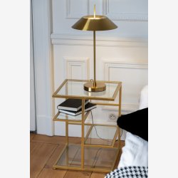 J-Line - Sidebord m/glashylder metal H: 51,5 B: 40 D: 40 cm. Guld