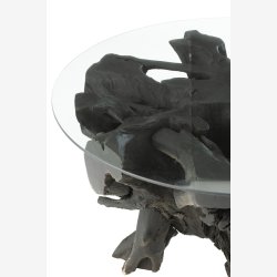 J-Line - Sofabord m. gte trrods fod og glasbordplade 90x45x90cm, Sort 