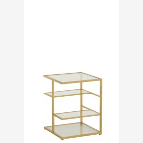 J-Line - Sidebord m/glashylder metal H: 51,5 B: 40 D: 40 cm. Guld