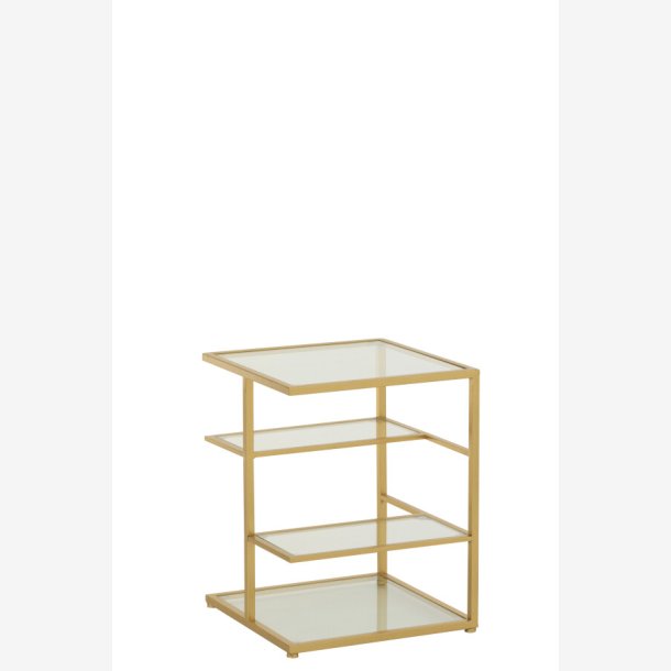 J-Line - Sidebord m/glashylder metal H: 51,5 B: 40 D: 40 cm. Guld