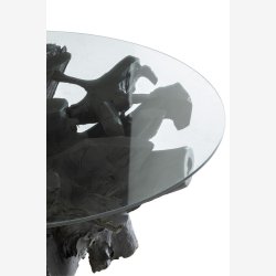 J-Line - Sofabord m. gte trrods fod og glasbordplade 90x45x90cm, Sort 