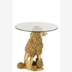 J-Line - Puddel sidebord m/glas bordplade 62x60x60cm, Guld