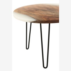 J-Line - Rundt sofabord m. polyresin, Natur/Hvid