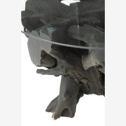 J-Line - Sofabord m. gte trrods fod og glasbordplade 90x45x90cm, Sort 