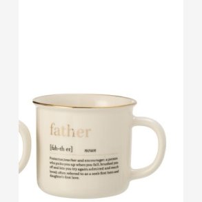 J-Line - Krus m/tekst FATHER keramik Hvid 9x9,5cm