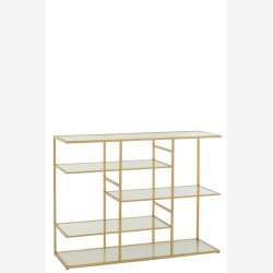 J-Line - Konsolbord m/glashylder metal/glas B: 120 H: 91 D: 40 cm, Guld 