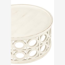 J-Line - Sofabord tr m/skret hulmnster 78x40cm, Hvid