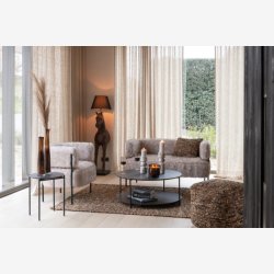 J-Line - Rundt sofabord i tr og metal 113x38x113cm, Mrke Brun