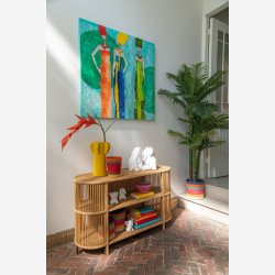 J-Line - Konsolbord m. to hylder i flettet bambus 121x72x41cm, Natur