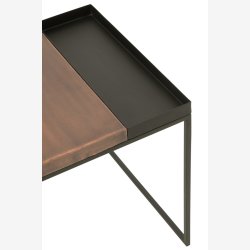 J-Line - St m. To firkantede sideborde m. bakke holder 60/45x40/45cm, Sort og Brun