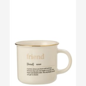 J-Line - Krus m/tekst FRIENDS keramik Hvid 9x9,5cm