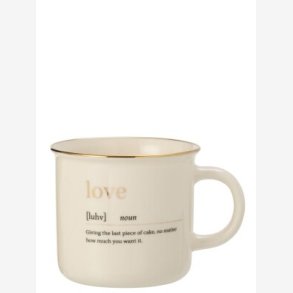 J-Line - Krus m/tekst LOVE keramik Hvid 9x9,5cm
