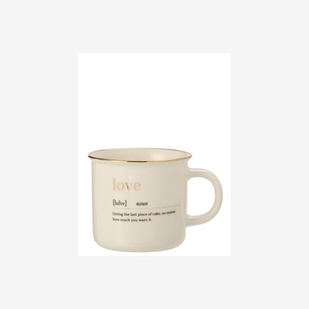 J-Line - Krus m/tekst LOVE keramik Hvid 9x9,5cm