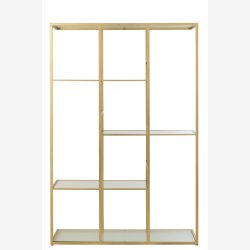 J-Line - Reol m/glashylder metal/glas B: 120 H: 180 D: 40cm, Guld