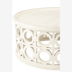 J-Line - Sofabord tr m/skret hulmnster 78x40cm, Hvid