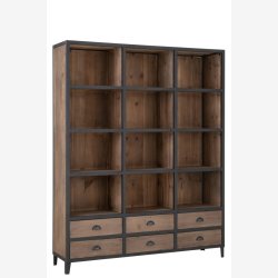 J-Line - Reol m/6 skuffer 160x200x40cm, Natur og Sort