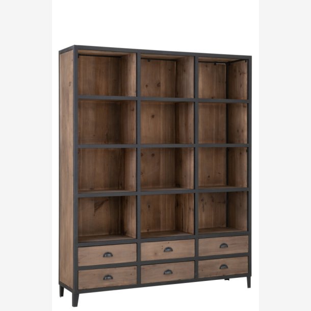 J-Line - Reol m/6 skuffer 160x200x40cm, Natur og Sort