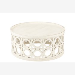 J-Line - Sofabord tr m/skret hulmnster 78x40cm, Hvid