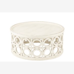 J-Line - Sofabord tr m/skret hulmnster 78x40cm, Hvid