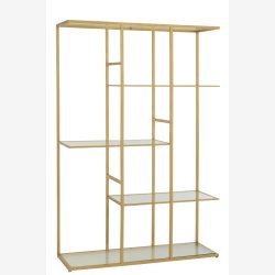 J-Line - Reol m/glashylder metal/glas B: 120 H: 180 D: 40cm, Guld
