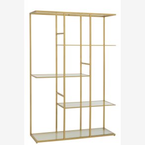J-Line - Reol m/glashylder metal/glas B: 120 H: 180 D: 40cm, Guld