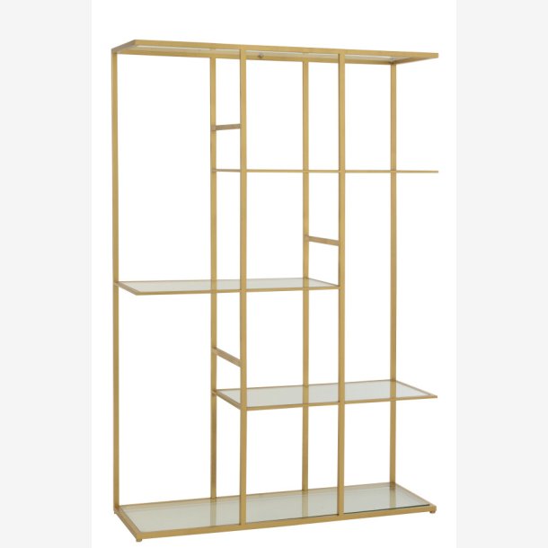 J-Line - Reol m/glashylder metal/glas B: 120 H: 180 D: 40cm, Guld