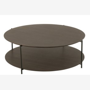 J-Line - Rundt sofabord i tr og metal 113x38x113cm, Mrke Brun